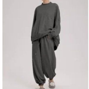 NAP loungewear track set cotton ballon pants oversized sweater dark grey